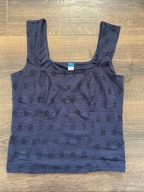 Old Navy Navy Eyelet Square Scoop Tank Top